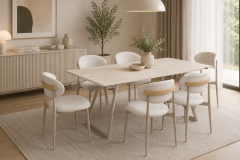 Vilinze Venüs Sandalye Truva Vizon Ayak Mutfak Masası Takımı - 90x180 cm