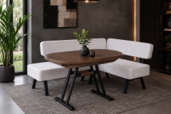 Vilinze Bolvadin Köşe Afyon Kestane Mutfak Masası Takımı - 80x140 cm