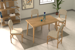 Vilinze Ege Sandalye Avanos Ahşap Mutfak Masası Takımı - 70x120 Cm
