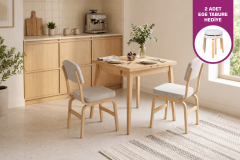 Vilinze Ege Sandalye Avanos Ahşap MDF Kanatlı Mutfak Masası Takımı - 70x70+70 cm